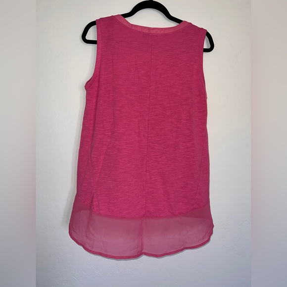 Adrienne Vittadini Sleeveless Pink Sheer Trim Top Medium - Picture 4 of 5